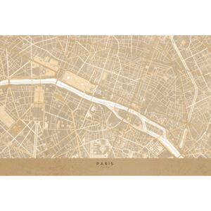 Ilustrace Map of Paris in sepia vintage style, Blursbyai