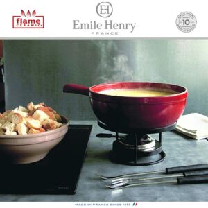 Sýrové, čokovádové fondue set červený, Emile Henry (Barva-červená granátová)