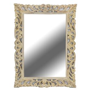 Sanu Babu Zrcadlo ve vyřezávaném rámu, bílá patina, mango, 60x4x90cm