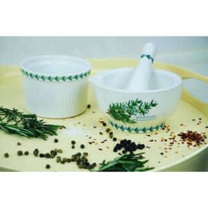 Hmoždíř a palička FRAGRANT GARDEN Rozmarýn 12 cm Maxwell Williams (FRAGRANT GARDEN Rozmarýn, Barva-bílá+Rozmarýn)