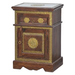 Sanu Babu Malá skříňka - noční stolek z palisandrového dřeva s kováním, 45x30x65cm