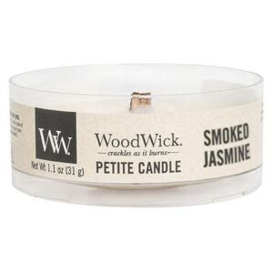 WoodWick - vonná svíčka Petite, Kouřový jasmín 31g (Smoked Jasmine. Jemné okvětní lístky jasmínu s hřejivým cedrem a kouřovým kadidlem.)