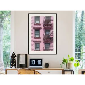 Plakát v rámu - Růžová fasáda - Pink Facade 20x30 Černý rám s passe-partout