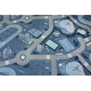 Kusový dětský koberec Street Město modrý Rozměr: 100x100 cm