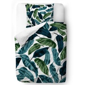 Povlečení blue and green leaves blanket: 135 x 200 cm pillow: 80 x 80 cm