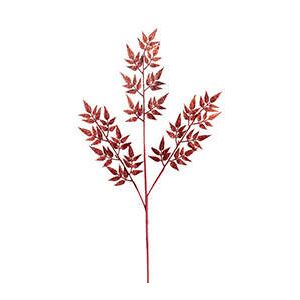 Větev listy umělá s glitry červená 78cm