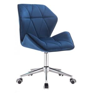 Židle MILANO MAX VELUR na stříbrné podstavě s kolečky - modrá