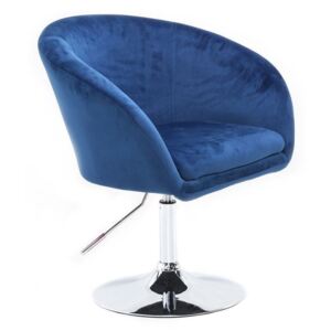 Židle VENICE VELUR na stříbrném talíři - modrá