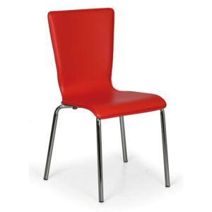 Kožená jídelní židle CAPRIO, červená, balení 4 ks