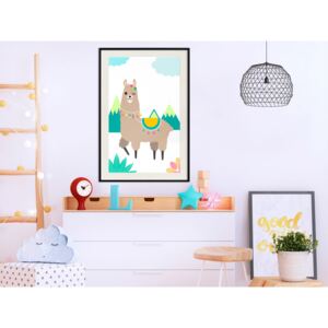 Plakát v rámu - Hravá lama - Playful Llama 20x30 Černý rám s passe-partout