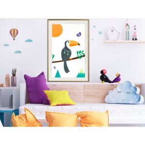 Plakát v rámu - Pohádkový tukan - Fairy-Tale Toucan 20x30 Zlatý rám s passe-partout
