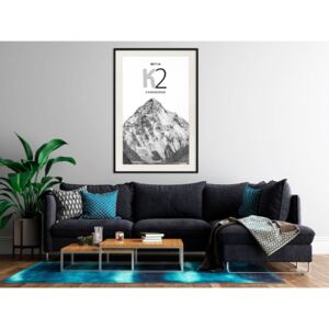 Plakát v rámu - Vrcholy světa: K2 - Peaks of the World: K2 20x30 Černý rám s passe-partout