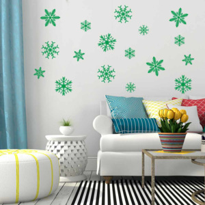 Snowflakes - samolepka na zeď Zelená 50 x 35 cm