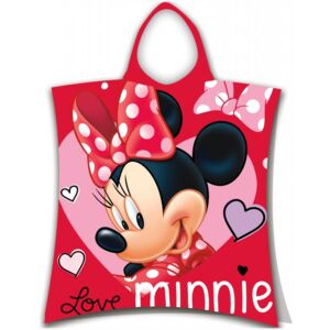 Jerry Fabrics • Dětské / dívčí plážové pončo - osuška s kapucí Minnie Mouse - Disney - motiv Love Minnie