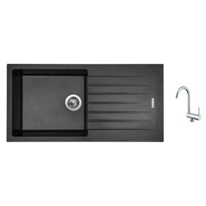 Granitový dřez Sinks PERFECTO 1000 Metalblack + Dřezová baterie Sinks MIX WINDOW W chrom