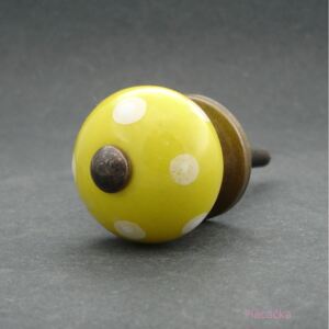 Keramická úchytka-Žlutá s puntíky-MALÁ Barva kovu: zlatá