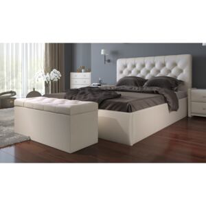 Čalouněná postel BEATRICE 180x200 cm, bílá-mléčná, s úložným prostorem