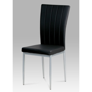 Autronic Jídelní židle koženka černá / šedý lak AC-1287 BK