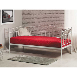 Kovová postel MARI + rošt, 90x200, bílá