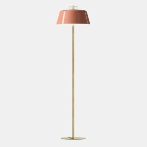 Torremato Bon Ton, stojací lampa z mosazi, růžové stínítko, 3x30W E14, výška 155,5cm