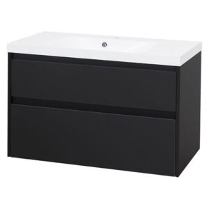 MEREO - Opto, koupelnová skříňka, umyvadlo z litého mramoru, černá, 2 zásuvky, 1010x580x458 mm (CN942M)