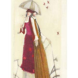 ART-STYLE Obrázek 13x18, dvě postavy pod deštníkem, rám sv. dub - červotoč