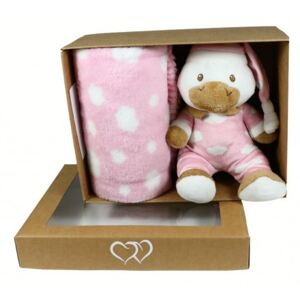 Dětská deka 75x90 cm + hračka růžové káčatko Růžová 75x90 cm