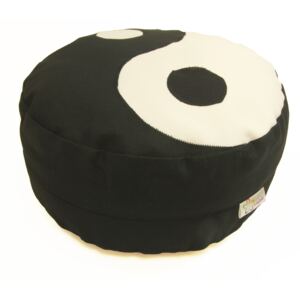 S radostí - vlastní výroba Meditační polštář jin jang - černý Velikost: ∅30 x v12 cm