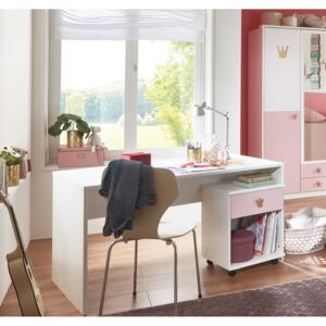 Dětský psací stůl pro holky CINDY - bílá, růžová