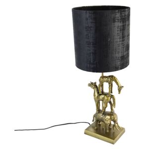 Vintage stolní lampa zlatá látková stínítko černá 25 cm - Dier Tre