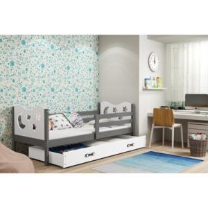 Dětská postel Miko 1 grafit/bílá - 190x80