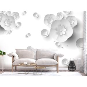 3D tapeta bílé květy + lepidlo ZDARMA Velikost (šířka x výška): 250x175 cm