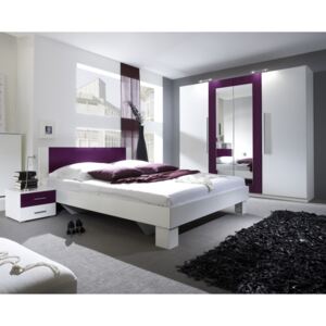 Ložnice VERA D bílá/lila s postelí 160x200 LTD lamino