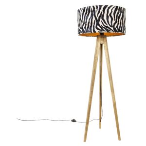 Vintage stojací lampa stínítko zebra design 50 cm - Tripod Classic