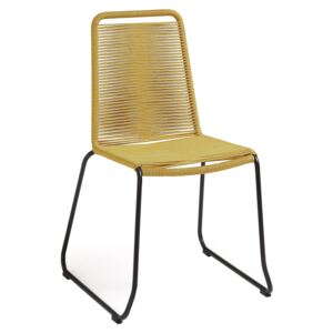 Hořčicově žlutá proplétaná zahradní židle LaForma Meagan