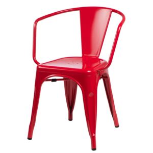 Židle PARIS ARMS červená inspirovaná Tolix
