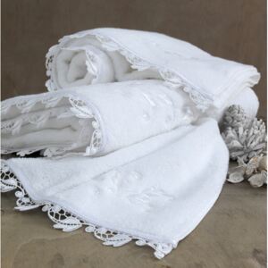 Luxusní ručník NAKKAS 50x100 cm Bílá, 580 gr / m², Česaná prémiová bavlna 100%