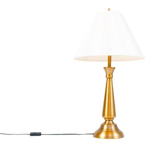 Klasická stolní lampa bronzová s krémovým odstínem - Taula