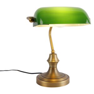 Klasická notářská lampa bronzová se zelenou - Banker