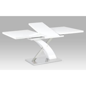 Jídelní stůl rozkládací 120+40x80 cm, vysoký lesk bílý HT-655 WT