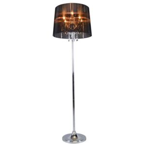 Klasická stojací lampa chrom s černým odstínem - Ann-Kathrin 5