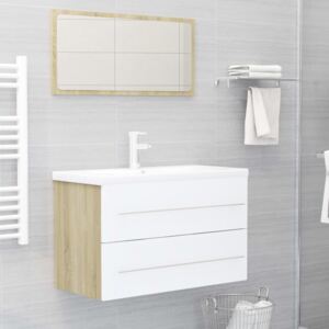 2dílný set koupelnového nábytku bílý a dub sonoma dřevotříska