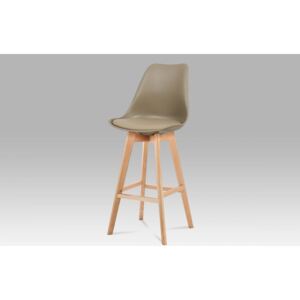 Barová židle CTB-801 plast / ekokůže / buk Cappuccino
