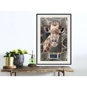 Plakát v rámu - Žirafa v rámečku - Giraffe in the Frame 20x30 Černý rám s passe-partout