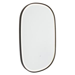 Koupelnové zrcadlo černé vč. LED s dotykovým stmívačem ovál - Miral