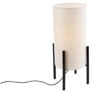 Designová stolní lampa černé lněné odstín šedé - Rich