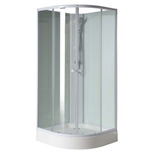 AQUALINE AIGO čtvrtkruhový sprchový box 900x900x2060 mm, bílý profil, čiré sklo