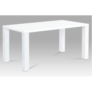 Jídelní stůl 160x90x76 cm, vysoký lesk bílý AT-3008 WT AKCE