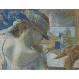 Obraz, Reprodukce - In Front of the Mirror, 1889 (pastel on paper), Edgar Degas