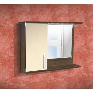 Koupelnová skříňka se zrcadlem K10 levá barva skříňky: rigoletto, barva dvířek: jasmín lesk